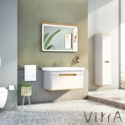 Vitra - Vitra Sento Tek Çekmeceli Lavabo Dolabı, Ayaksız, 100 Cm, Mat Açık Gri