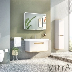 Vitra - Vitra Sento Tek Çekmeceli Lavabo Dolabı, Ayaksız, 100 Cm, Mat Açık Gri