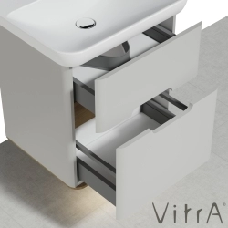 Vitra - Vitra Sento Çift Çekmeceli Lavabo Dolabı, Ayaksız, 65 Cm, Mat Açık Gri