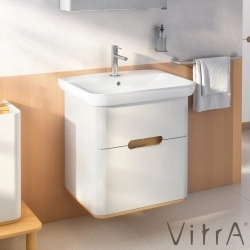 Vitra - Vitra Sento Çift Çekmeceli Lavabo Dolabı, Ayaksız, 65 Cm, Mat Açık Gri