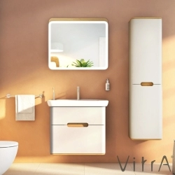 Vitra - Vitra Sento Çift Çekmeceli Lavabo Dolabı, Ayaksız, 80 Cm, Mat Açık Gri