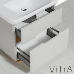 Vitra - Vitra Sento Çift Çekmeceli Lavabo Dolabı, Ayaksız, 80 Cm, Mat Açık Gri