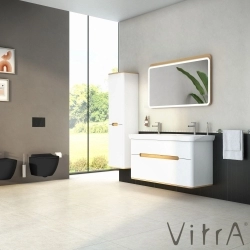 Vitra - Vitra Sento Çift Çekmeceli, Çift Lavabo Hazneli Lavabo Dolabı, Ayaksız, 130 Cm, Mat Açık Gri