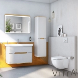 Vitra - Vitra Sento Çamaşır Sepetli Boy Dolabı, Ayaksız, Sol, Mat Açık Gri