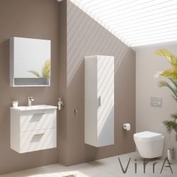 Vitra - Vitra Mia Demonte Set, 60 cm, Çekmeceli, (Lavabo Dolabı, Raflı-Dolaplı Ayna), Beyaz