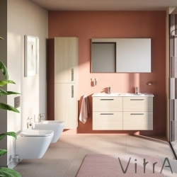 Vitra - Vitra Root Flat Dört Çekmeceli Lavabo Dolabı, 120 cm, Doğal Meşe (Köşeli Çift Lavabo Dahil)