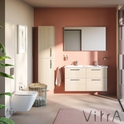 Vitra - Vitra Root Flat Dört Çekmeceli Lavabo Dolabı, 120 cm, Doğal Meşe (Köşeli Çift Lavabo Dahil)