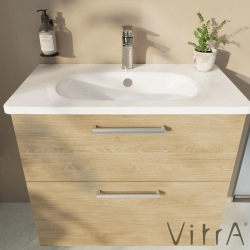 Vitra - Vitra Root Flat İki Çekmeceli Lavabo Dolabı, 80 cm, Doğal Meşe (Yuvarlak Lavabo Dahil)