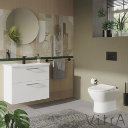 Vitra - Vitra Root Flat İki Çekmeceli Lavabo Dolabı, 80 cm, Parlak Beyaz (Köşeli Lavabo Dahil)
