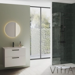 Vitra - Vitra Root Flat İki Çekmeceli Lavabo Dolabı, 80 cm, Parlak Beyaz (Köşeli Lavabo Dahil)