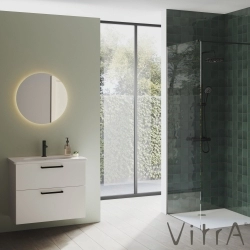 Vitra - Vitra Root Flat İki Çekmeceli Lavabo Dolabı, 80 cm, Parlak Beyaz (Yuvarlak Lavabo Dahil)