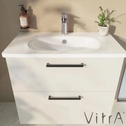 Vitra - Vitra Root Flat İki Çekmeceli Lavabo Dolabı, 80 cm, Parlak Beyaz (Yuvarlak Lavabo Dahil)
