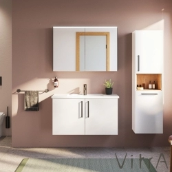 Vitra - Vitra Root Flat Kapaklı Lavabo Dolabı, 100 cm, Parlak Beyaz (Yuvarlak Lavabo Dahil)