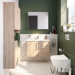 Vitra - Vitra Root Flat Kapaklı Dar Lavabo Dolabı, 80 cm, Doğal Meşe (Köşeli Lavabo Dahil)