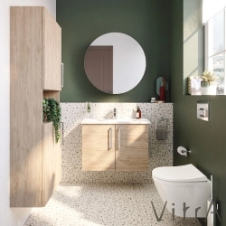 Vitra - Vitra Root Flat Kapaklı Dar Lavabo Dolabı, 80 cm, Doğal Meşe (Köşeli Lavabo Dahil)