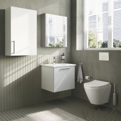 Vitra - Vitra Root Flat Tek Çekmeceli Lavabo Dolabı, 60 cm, Parlak Beyaz (Köşeli Lavabo Dahil)
