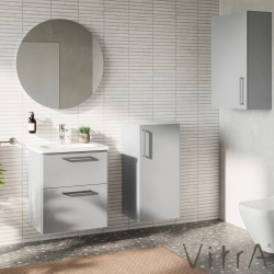 Vitra - Vitra Root Flat Dar Üst Ünite, 55 cm, Parlak İnci Grisi (Sol)