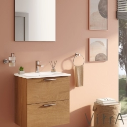 Vitra - Vitra Mia Demonte Set, 60 cm, Çekmeceli, (Lavabo Dolabı, Aydınlatmalı Ayna), Altın Meşe