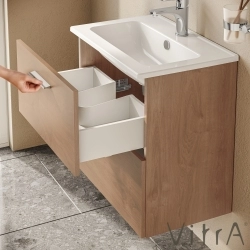 Vitra - Vitra Mia Demonte Set, 60 cm, Çekmeceli, (Lavabo Dolabı, Aydınlatmalı Ayna), Altın Meşe