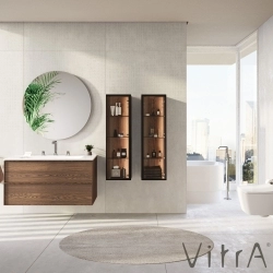 Vitra - Vitra Metropole Edge Lavabo Dolabı, Çift Çekmeceli, Etajerli Lavabolu, 120 cm, Ceviz