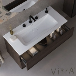 Vitra - Vitra Metropole Edge Lavabo Dolabı, Çift Çekmeceli, Etajerli Lavabolu, 120 cm, Ceviz