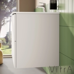 Vitra - Vitra Metropole Pure Lavabo Dolabı, 2 Çekmeceli, Etajerli Lavabolu, 80 cm, Mat Açık Gri