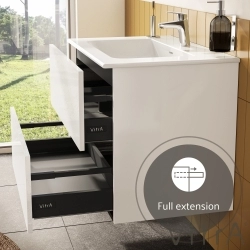 Vitra - Vitra Metropole Pure Lavabo Dolabı, 2 Çekmeceli, Etajerli Lavabolu, 80 cm, Parlak Beyaz