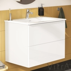 Vitra - Vitra Metropole Pure Lavabo Dolabı, 2 Çekmeceli, Etajerli Lavabolu, 80 cm, Parlak Beyaz