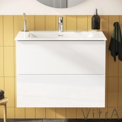 Vitra - Vitra Metropole Pure Lavabo Dolabı, 2 Çekmeceli, Etajerli Lavabolu, 80 cm, Parlak Beyaz