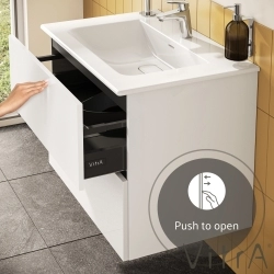 Vitra - Vitra Metropole Pure Lavabo Dolabı, 2 Çekmeceli, Etajerli Lavabolu, 80 cm, Parlak Beyaz
