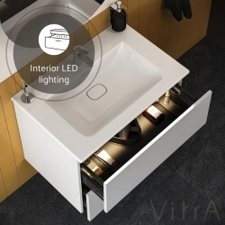Vitra - Vitra Metropole Pure Lavabo Dolabı, 2 Çekmeceli, Etajerli Lavabolu, 80 cm, Parlak Beyaz