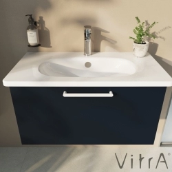 Vitra - Vitra Root Flat Tek Çekmeceli Lavabo Dolabı, 80 cm, Mat Lacivert (Yuvarlak Lavabo Dahil)