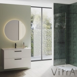 Vitra - Vitra Root Flat İki Çekmeceli Lavabo Dolabı, 100 cm, Parlak Beyaz (Yuvarlak Lavabo Dahil)