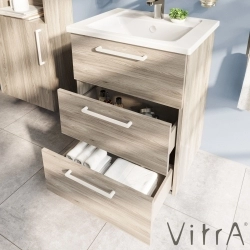 Vitra - Vitra Root Flat Üç Çekmeceli Lavabo Dolabı, 60 cm, Cordoba (Köşeli Lavabo Dahil)