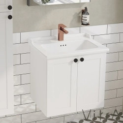 Vitra - Vitra Root Classic Kapaklı Lavabo Dolabı, 60 cm, Mat Beyaz (Klasik Lavabo Dahil)