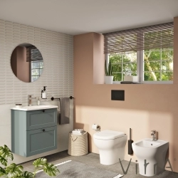 Vitra - Vitra Root Classic Çift Çekmeceli Lavabo Dolabı, 60 cm, Mat Fiyord Yeşili (Klasik Lavabo Dahil)