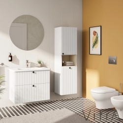 Vitra - Vitra Root Groove Kısa Boy Dolabı, 40 cm, Mat Beyaz (Çamaşır Sepetli-Sağ)