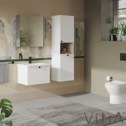 Vitra - Vitra Root Groove Kısa Boy Dolabı, 40 cm, Mat Beyaz (Çamaşır Sepetli-Sağ)