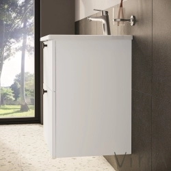 Vitra - Vitra Root Groove Çift Çekmeceli Lavabo Dolabı, 60 cm, Mat Beyaz (Köşeli Lavabo Dahil)