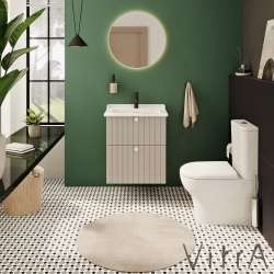 Vitra - Vitra Root Groove Çift Çekmeceli Lavabo Dolabı, 60 cm, Mat Açık Gri (Klasik Lavabo Dahil)