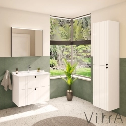 Vitra - Vitra Root Groove Çift Çekmeceli Lavabo Dolabı, 80 cm, Mat Beyaz (Klasik Lavabo Dahil)