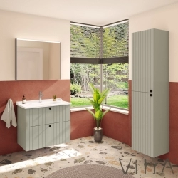 Vitra - Vitra Root Groove Çift Çekmeceli Lavabo Dolabı, 80 cm, Mat Retro Yeşil (Klasik Lavabo Dahil)