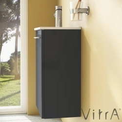 Vitra - Vitra Mia Demonte Set, 40 cm, Kapaklı, (Lavabo Dolabı, Aydınlatmalı Ayna), Parlak Antrasit