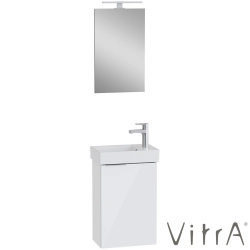 Vitra - Vitra Mia Plus Square Demonte Set, 45 cm, Kapaklı, (Lavabo Dolabı, Aydınlatmalı Ayna), Parlak Beyaz