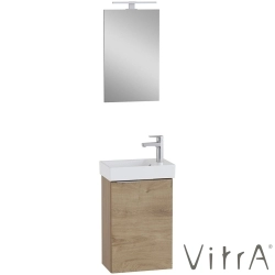 Vitra - Vitra Mia Plus Square Demonte Set, 45 cm, Kapaklı, (Lavabo Dolabı, Aydınlatmalı Ayna), Altın Meşe