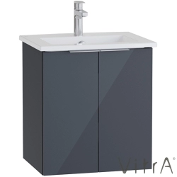 Vitra - Vitra Mia Plus Square Kapaklı Lavabo Dolabı, 60 cm, Parlak Antrasit