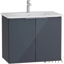 Vitra - Vitra Mia Plus Square Kapaklı Lavabo Dolabı, 80 cm, Parlak Antrasit