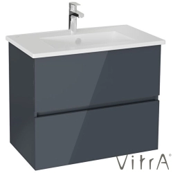 Vitra - Vitra Mia Plus Square Çift Çekmeceli Lavabo Dolabı, 80 cm, Parlak Antrasit - 69741