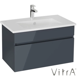Vitra - Vitra Mia Plus Square Tek Çekmeceli Lavabo Dolabı, 80 cm, Parlak Antrasit - 69774