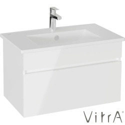 Vitra - Vitra Mia Plus Square Tek Çekmeceli Lavabo Dolabı, 80 cm, Parlak Beyaz - 69775